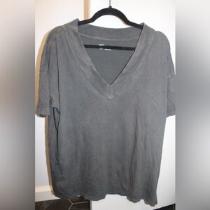 Aerie Oversized V-Neck Boyfriend T-Shirt Gray Small